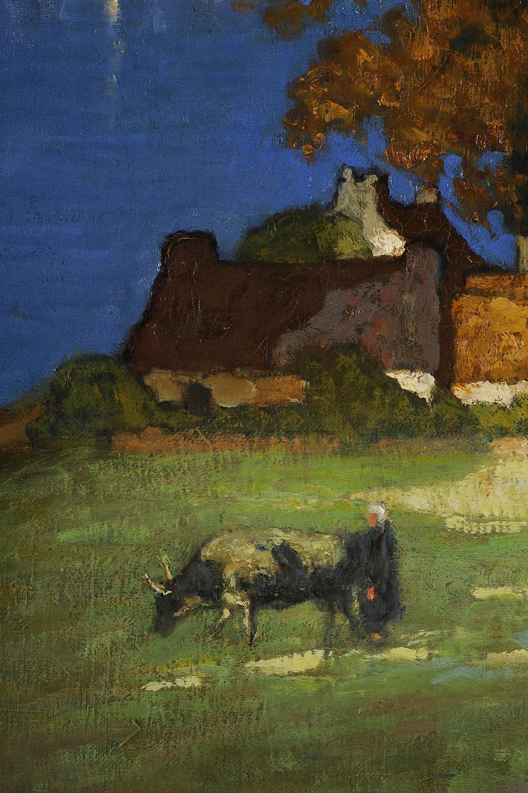 Paesaggio della Bretagna in Francia - Figurative Painting Marrone di Marie Réol