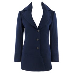 Vintage MARIE SAINT PIERRE c.1990’s Navy Blue Asymmetric Button Front Blazer Jacket