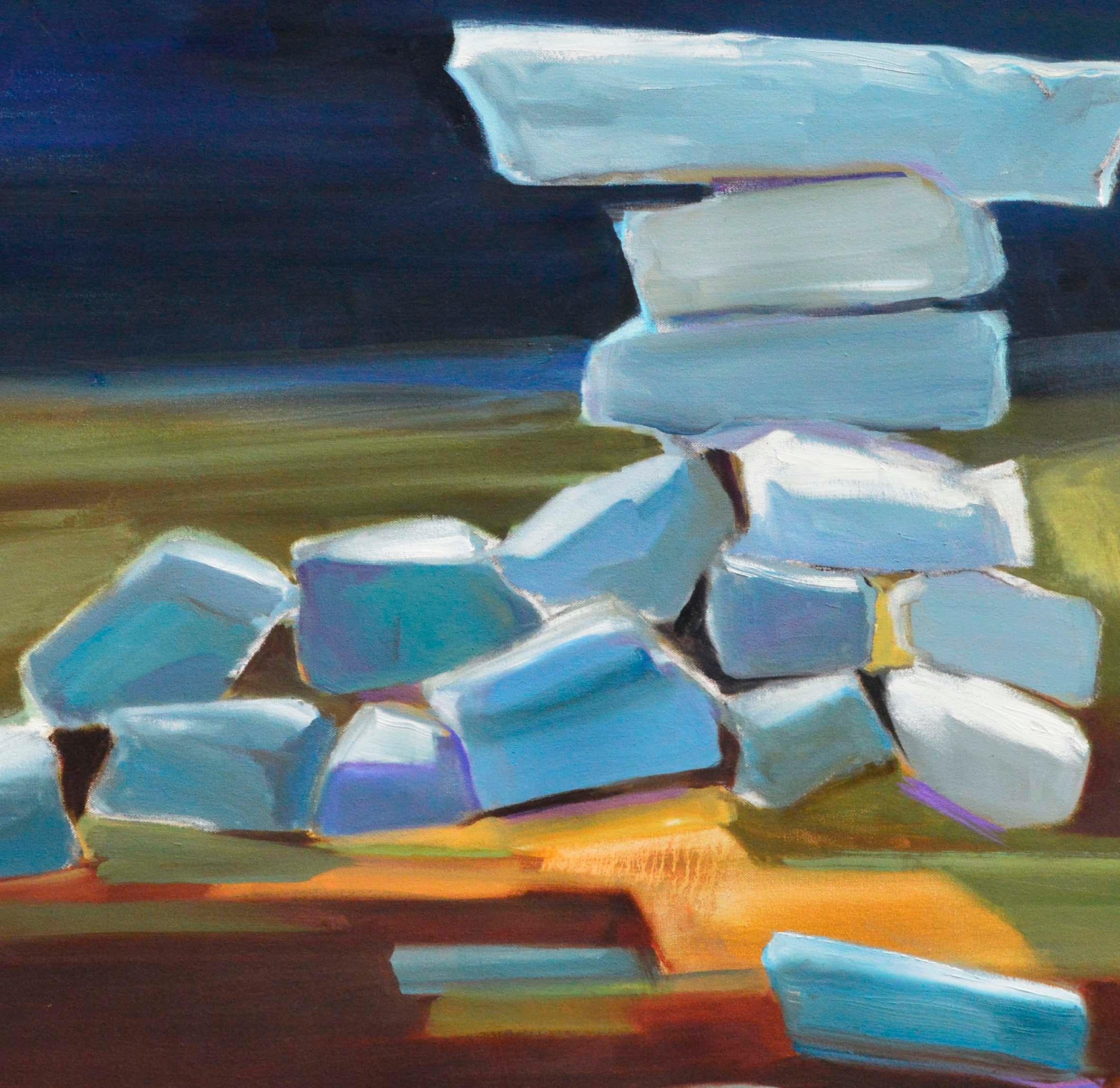 Rock Formation - Geometric Abstracted Still Life  - Painting by Marie Sarni