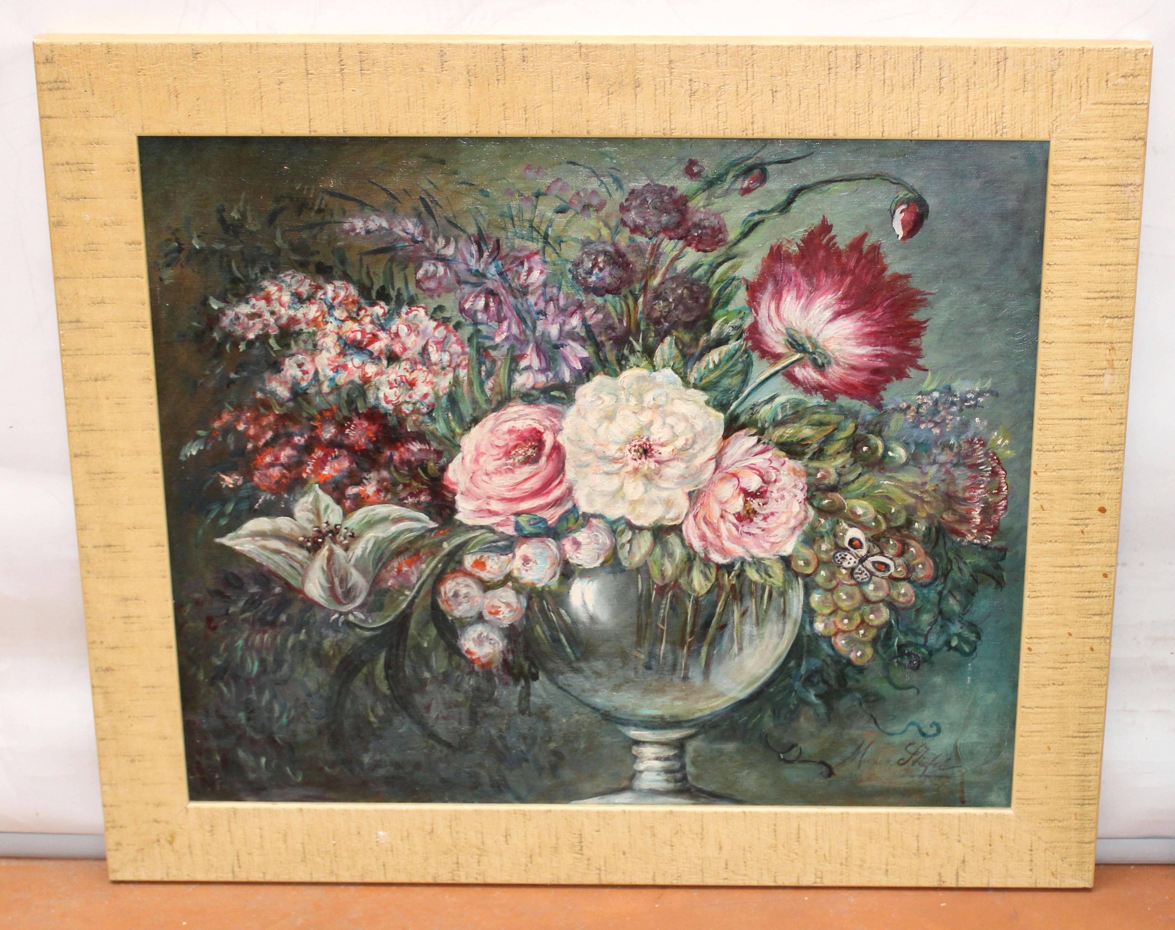 Óleo sobre tela - Bodegón de flores - Painting de Marie Stiefel