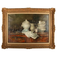 Marie-Thérèse Bretagne, Still Life with Porcelain and Glassware