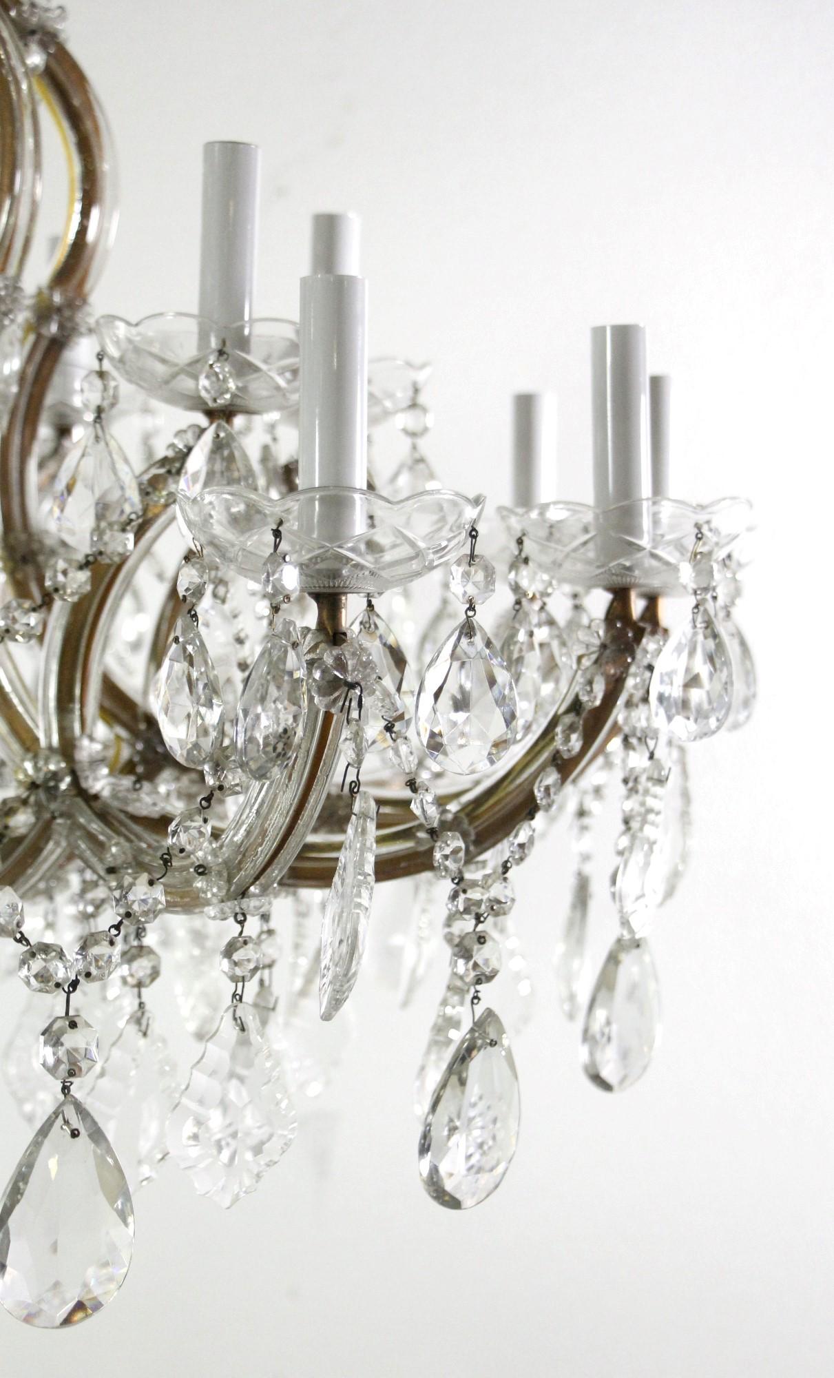 Italian Marie Therese Crystal Chandelier Grand Prospect Hall Brooklyn, NY w/ 22 Lights For Sale