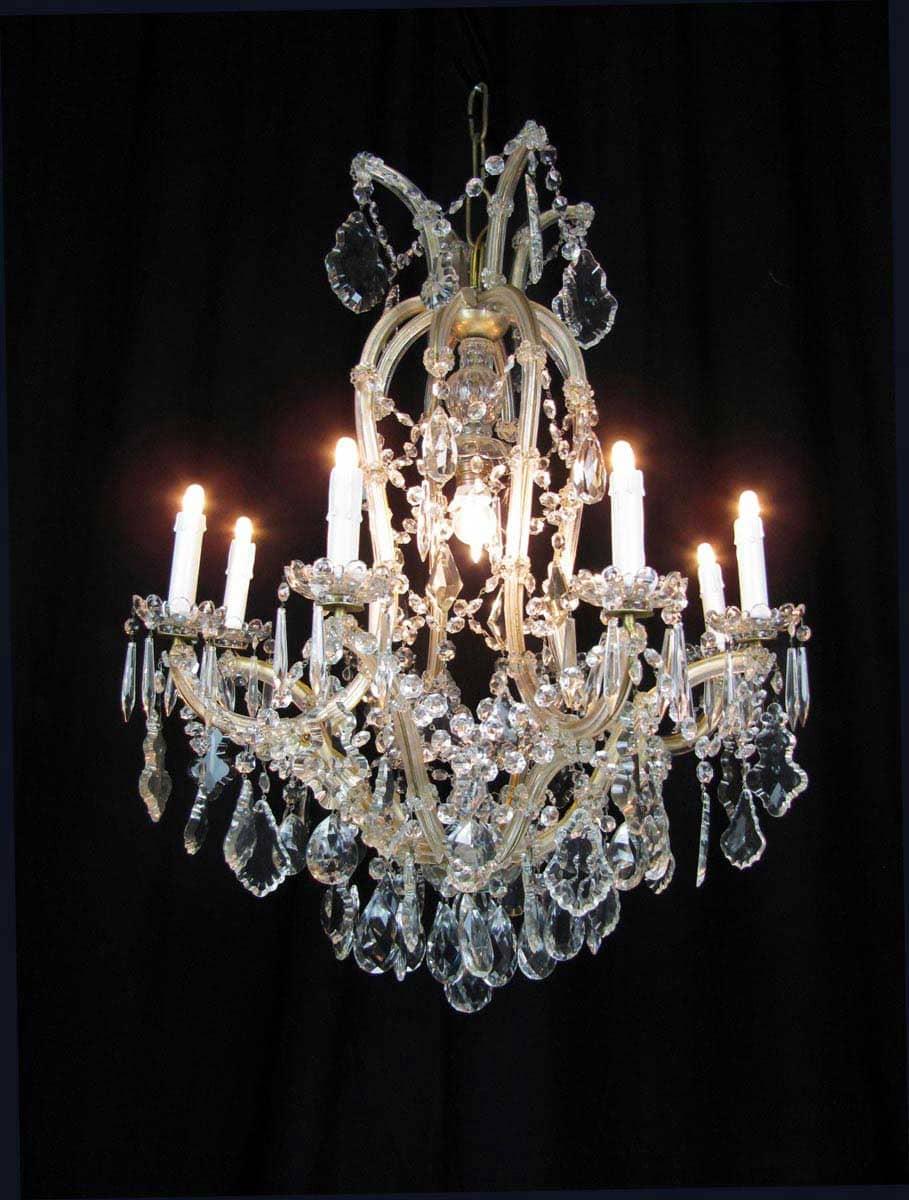 Marie Therese Crystal Chandelier Mid-20th Century Nine-Light Pendant from Italy In Good Condition In Milan, IT
