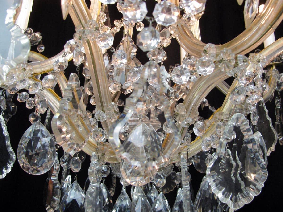 Steel Marie Therese Crystal Chandelier Mid-20th Century Nine-Light Pendant from Italy