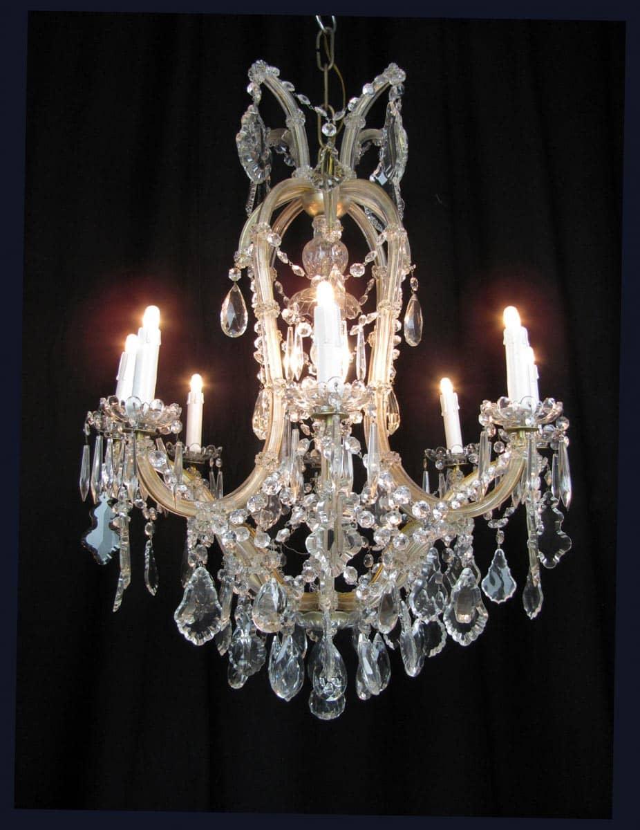 Marie Therese Crystal Chandelier Mid-20th Century Nine-Light Pendant from Italy 1