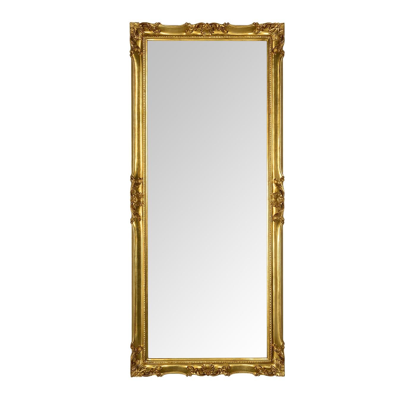 Italian Marie Thérèse Rectangular Gold Wall Mirror by Mo.Wa For Sale