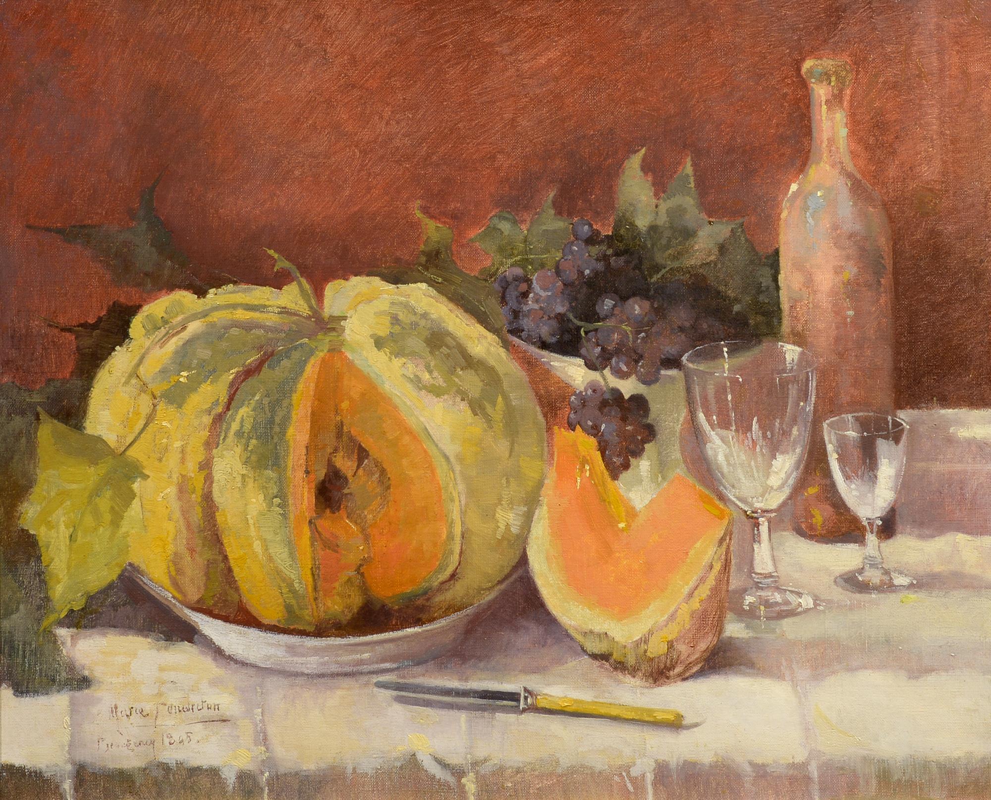 Still Life with Melon and Grapes, Beaugency, France, 1895, Impressionist, Fruit