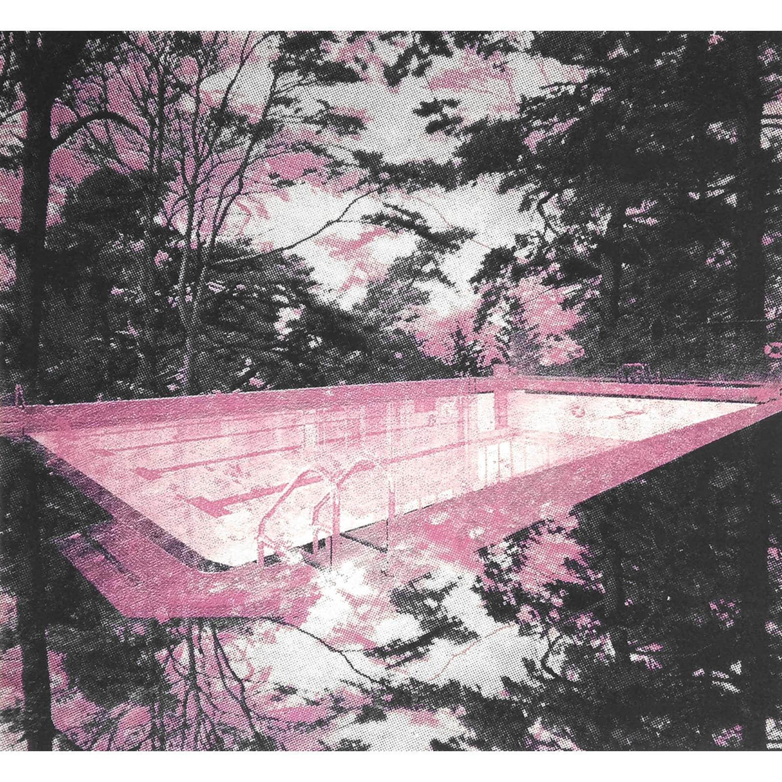 Marie Vandooren Abstract Print - Pink Vegetal Pool - Trees, Swimming Pool