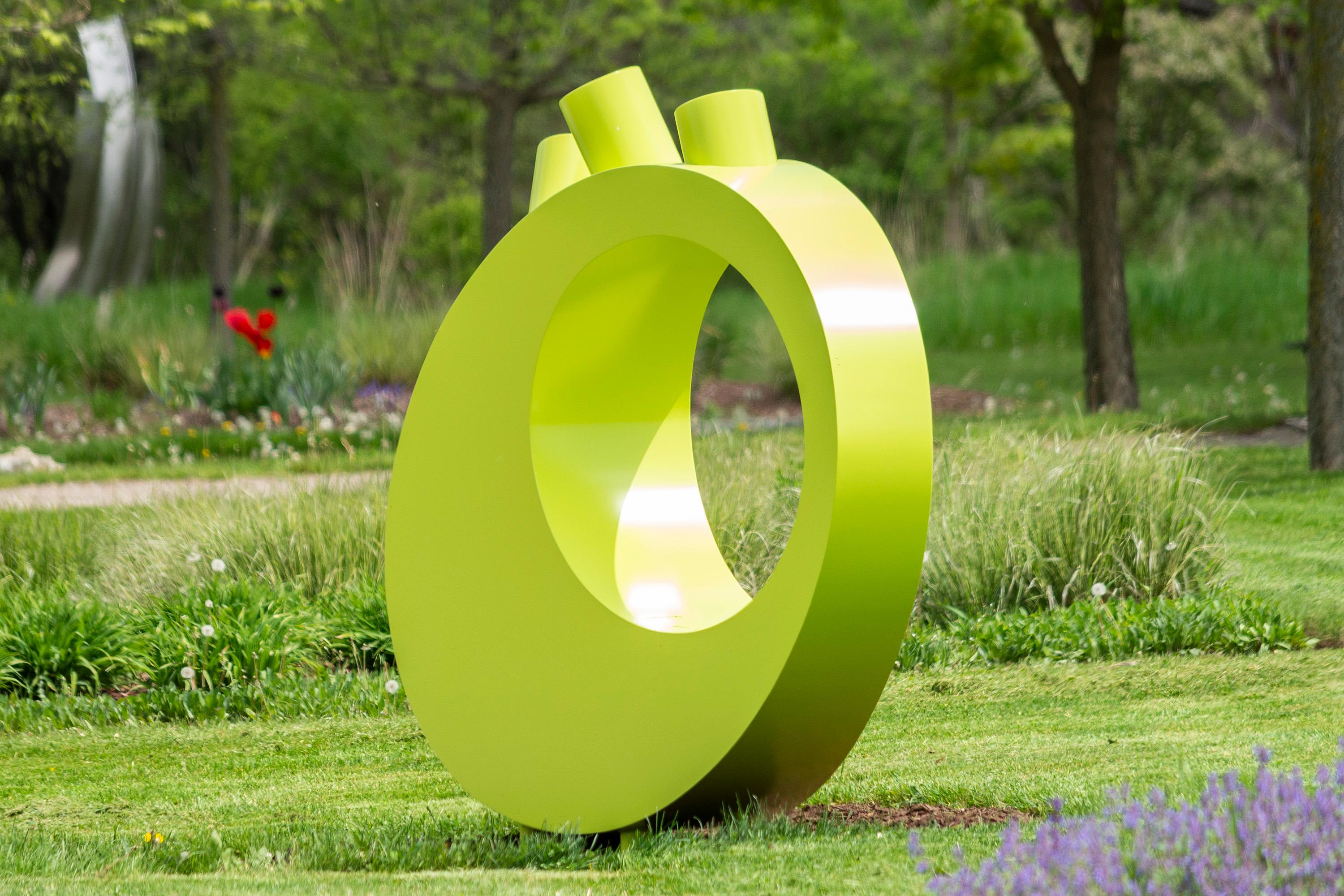 See the World - large, bright, contemporary, painted aluminum, outdoor sculpture - Contemporary Sculpture by Marie-Ève Fréchette
