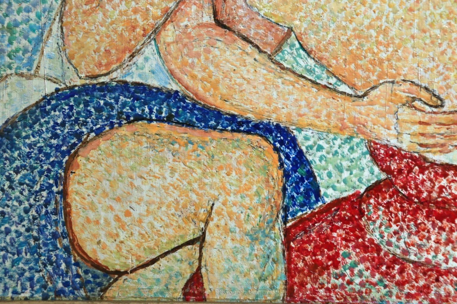 Deux jeunes femmes - Pointillist Oil, Nude Figures by Marie Vorobieff Marevna 3