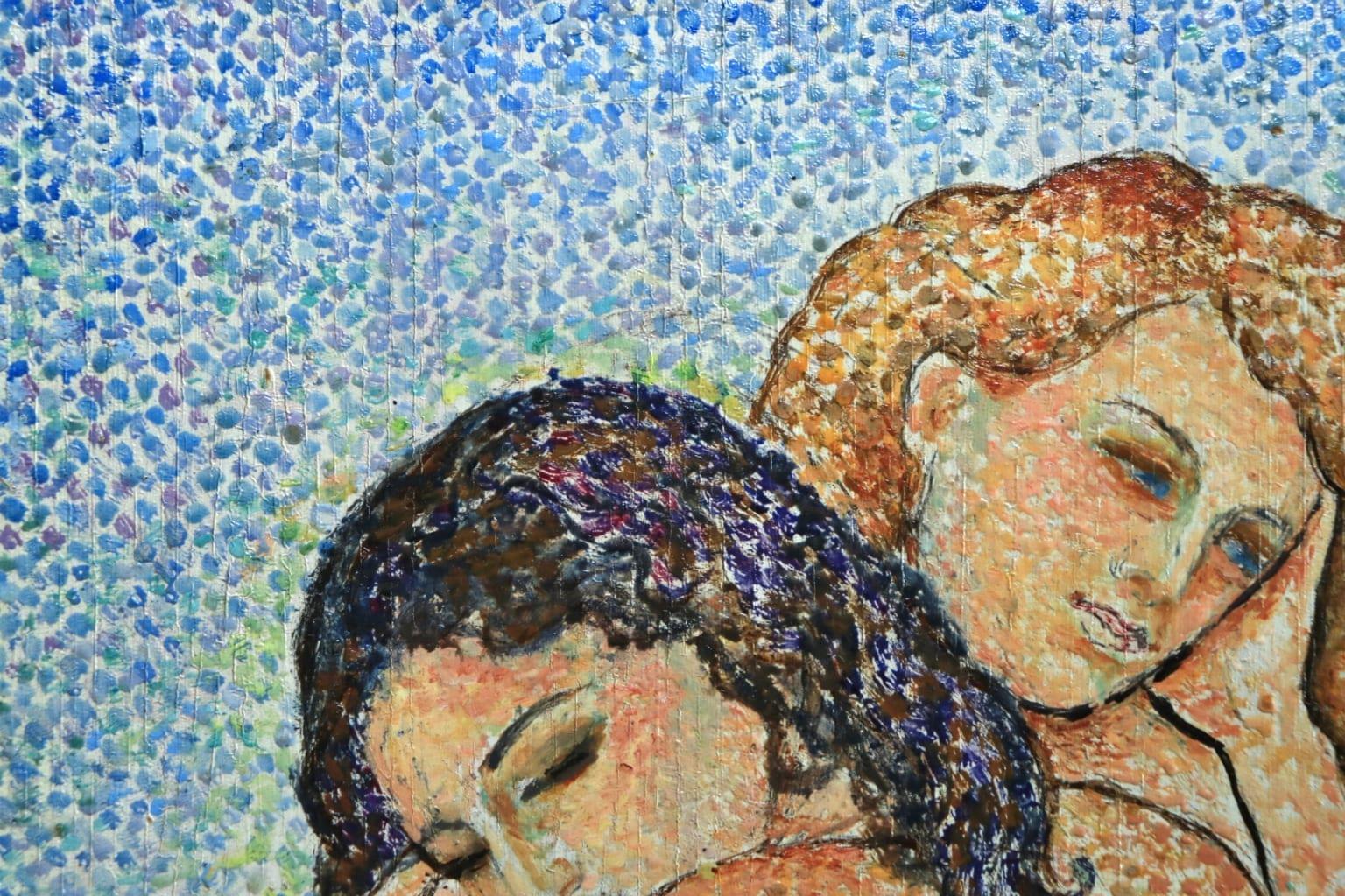 Deux jeunes femmes - Pointillist Oil, Nude Figures by Marie Vorobieff Marevna 4