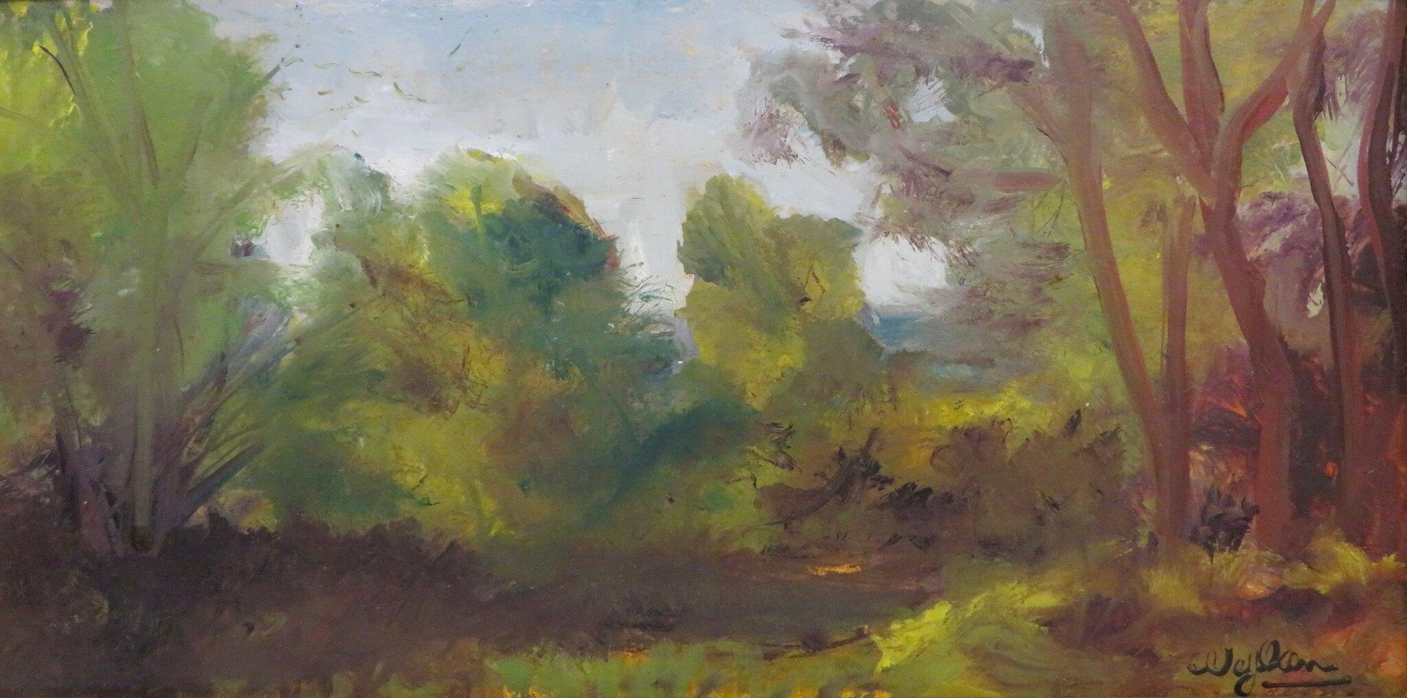 Impressionist oil painting by American painter Marie Wylan TUSCANY WOODS ITALY 2