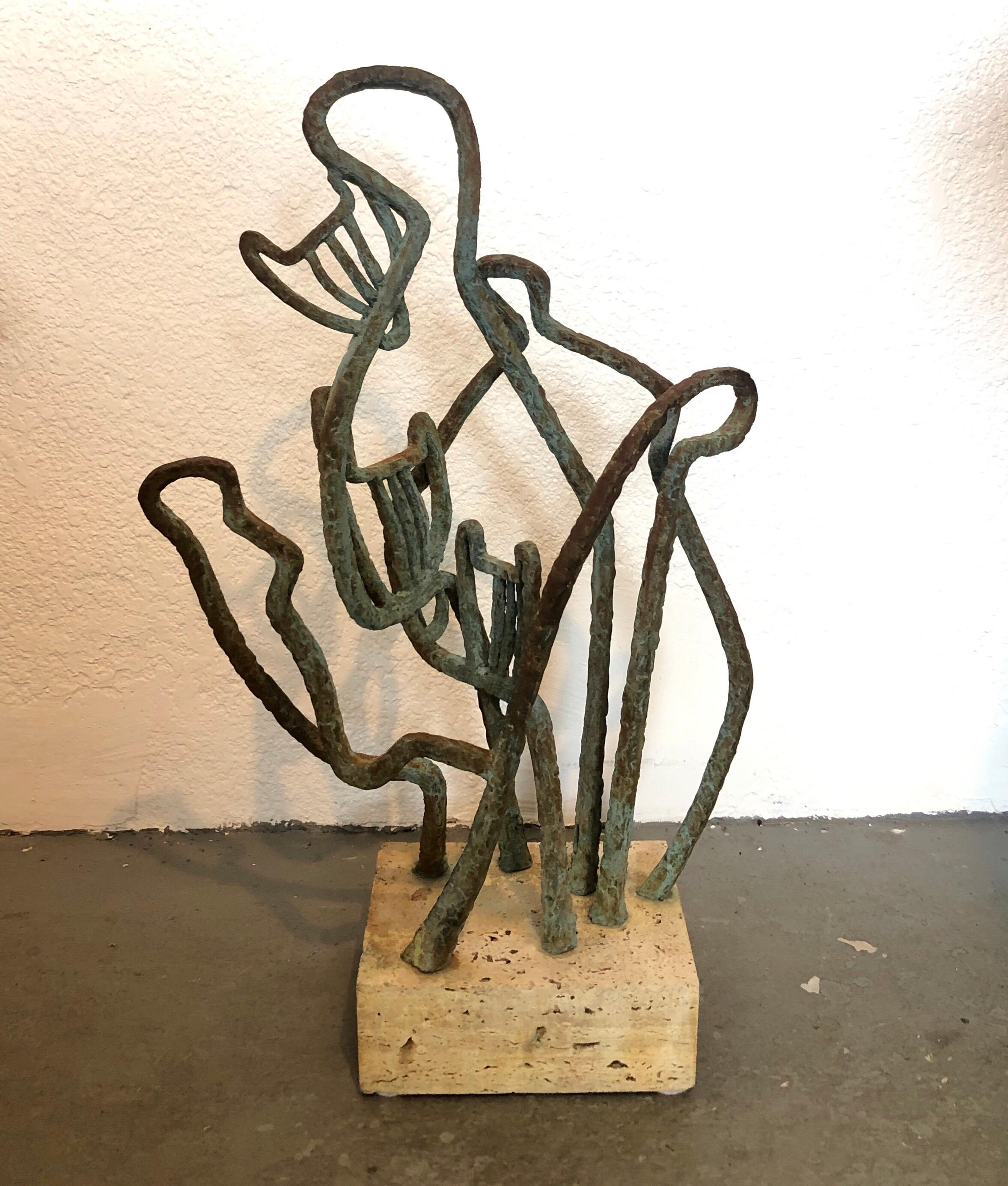 Scultura cubista astratta firmata in bronzo 
