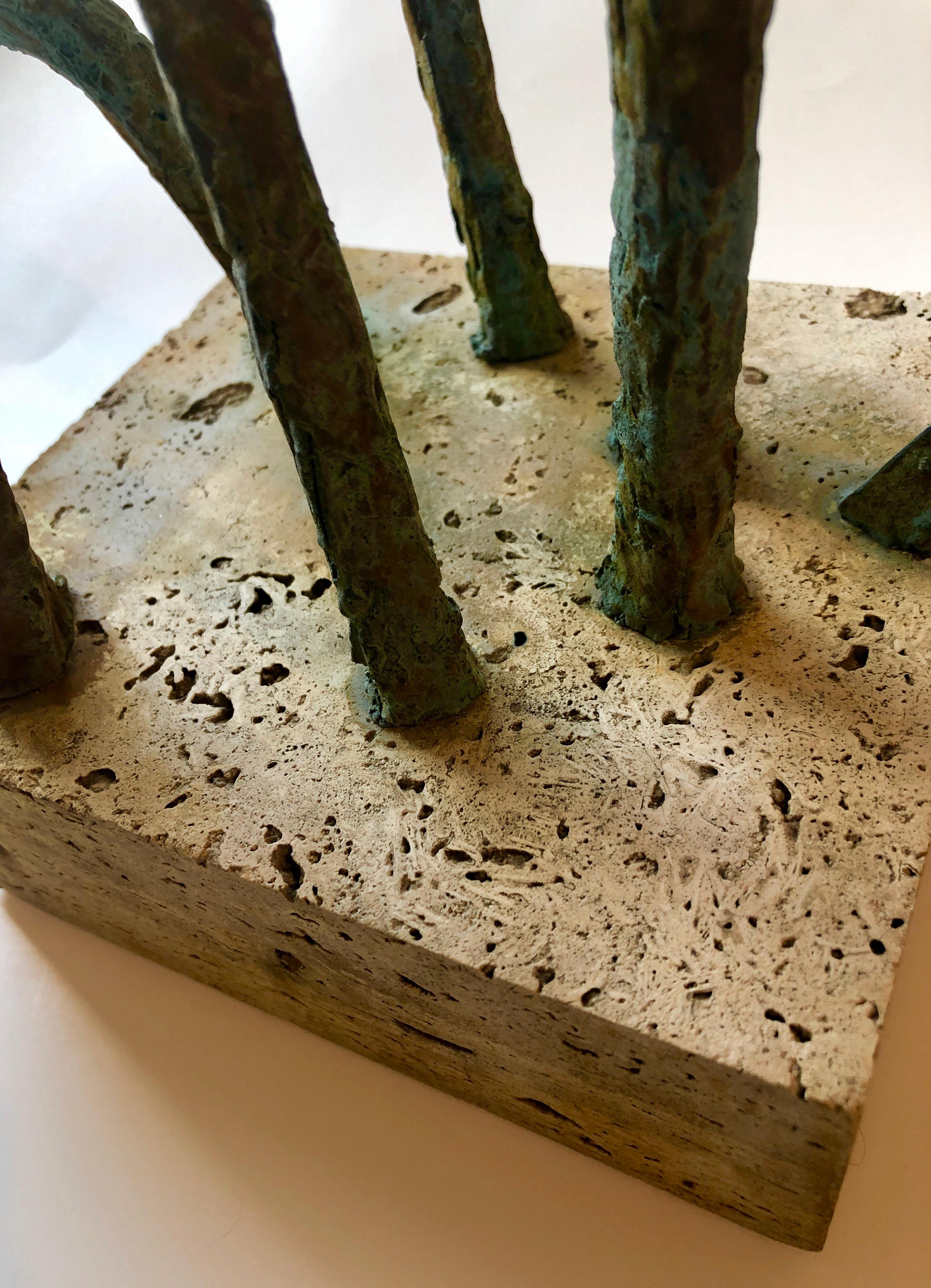 Scultura cubista astratta firmata in bronzo 