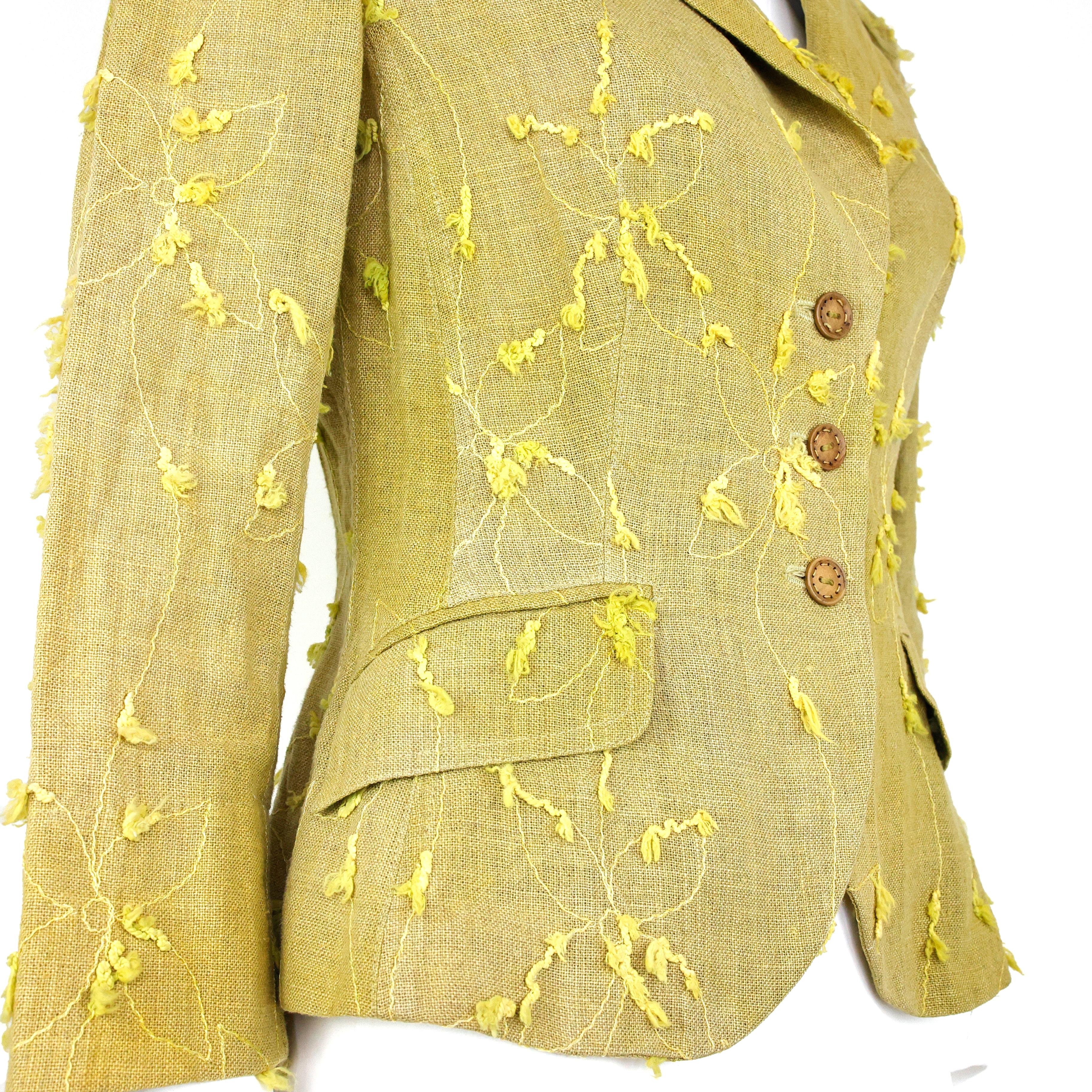 Beige Mariella Burani Embroidery Jacket For Sale