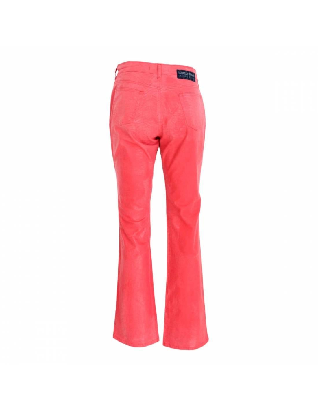 Mariella Burani Pink Cotton Waxed Flared Pants In Excellent Condition For Sale In Brindisi, Bt