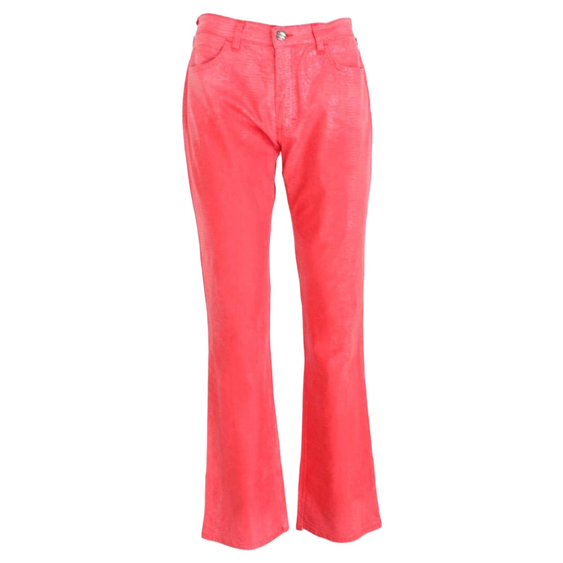 Mariella Burani Pink Cotton Waxed Flared Pants For Sale