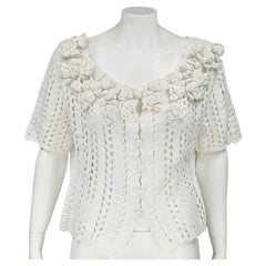 MARIELLA BURANI : petit cardigan blanc en coton au crochet