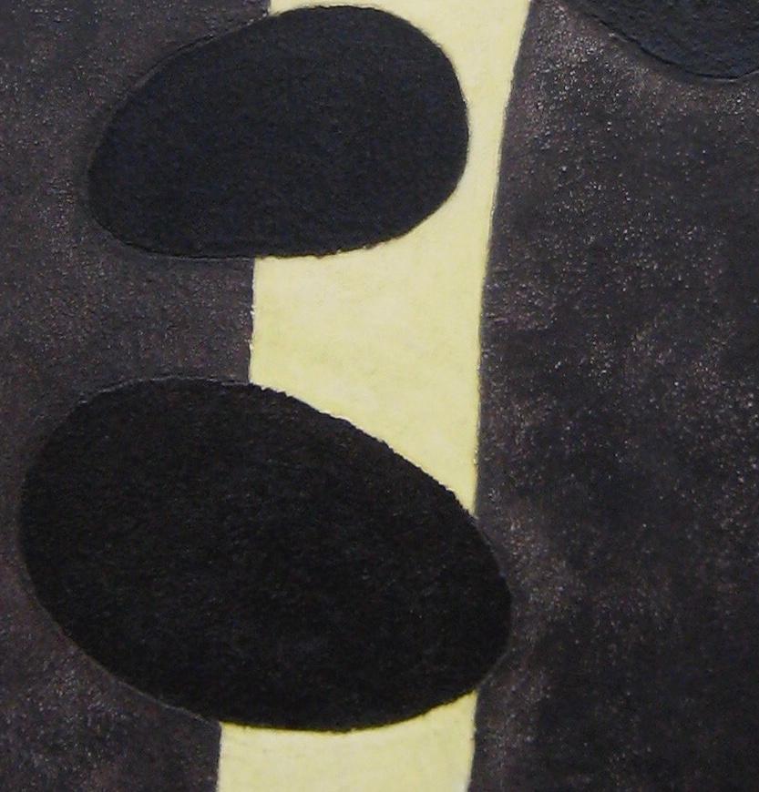 Contemporary Marielle Guégan French Painter Mixed Technique in Canvas, Yellow-Black, 2008