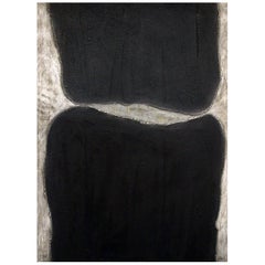 Marielle Guégan French Painter Mixed Technique on Canvas, “Depth” Black
