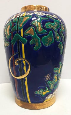 Vaso smaltato francese Marielle Sirtelet per Kostka Longwy "Eruption", 11/50