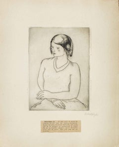 Portrait of Geneviève G. - Original Etching by M. Lydis - 1927