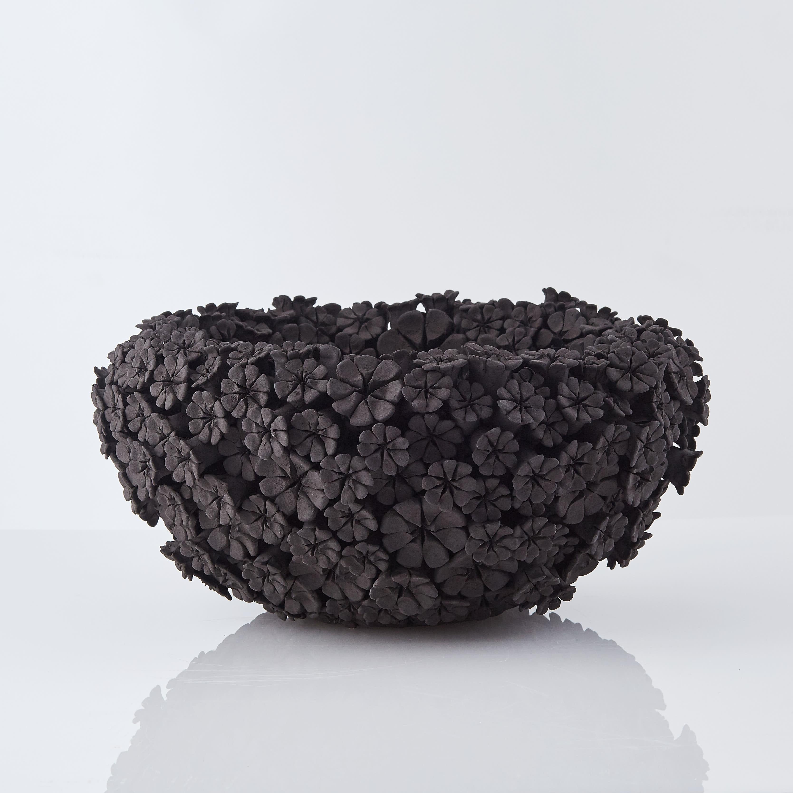 British Marigold Bowl, a floral black stoneware ceramic centrepiece by Vanessa Hogge