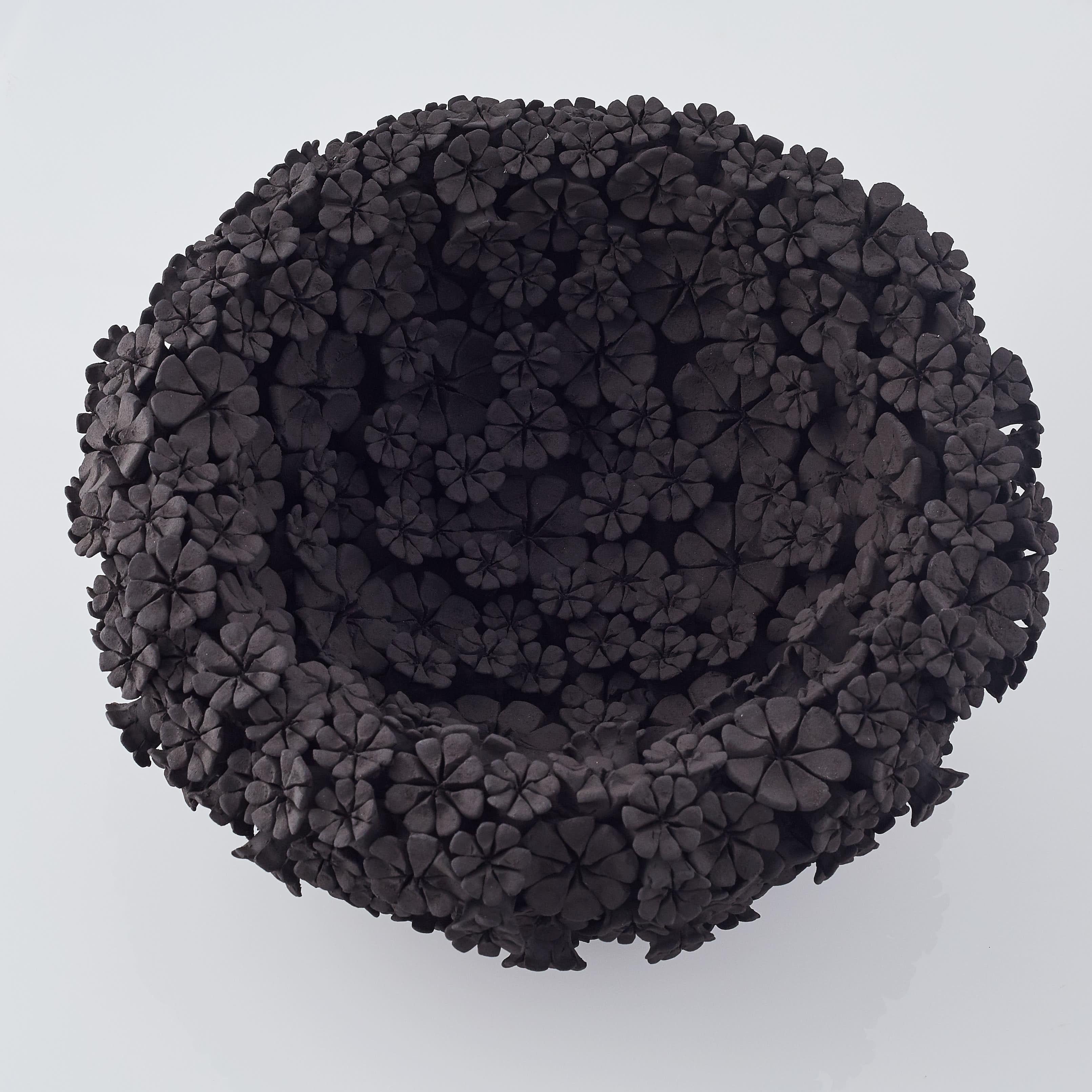 Marigold Bowl, a floral black stoneware ceramic centrepiece by Vanessa Hogge In New Condition In London, GB