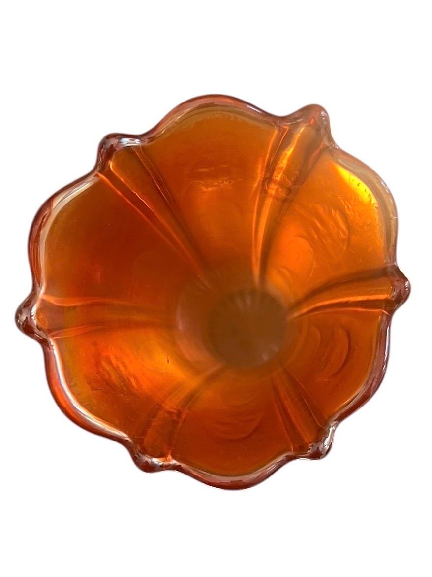 Americano Vaso per tulipani in vetro di Carnevale Marigold Dugan - Opalescente - Arancione - Art Nouveau in vendita