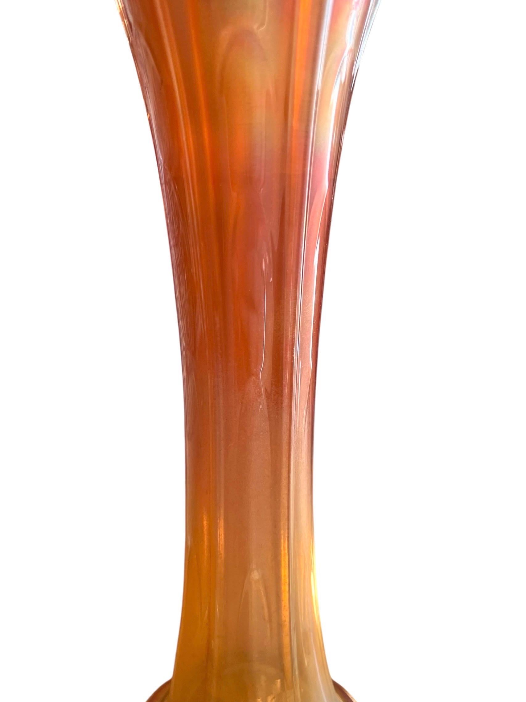 Vaso per tulipani in vetro di Carnevale Marigold Dugan - Opalescente - Arancione - Art Nouveau in vendita 1