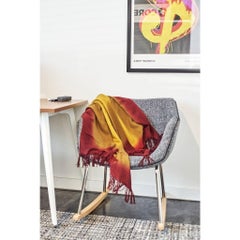 Marigold Handloom Merino Modern Artisanal Throw in Yellow Red Tones with Fringes