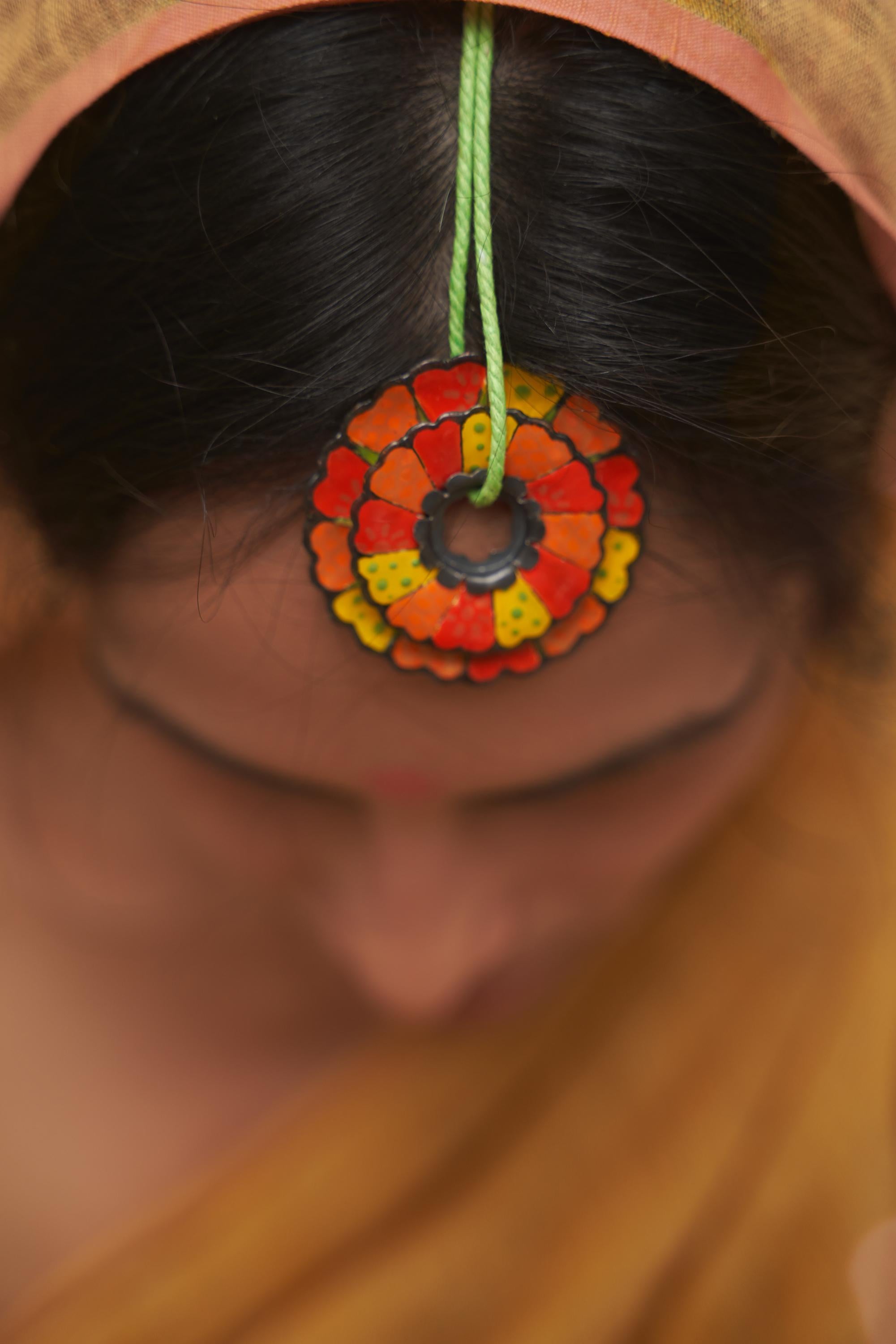 Contemporary MARIGOLD necklace, enameled necklace by Vershali Jain For Sale