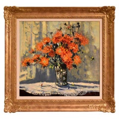 Vintage "Marigolds" Oil painting by Geoffrey Chatten