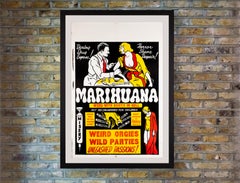 "Marihuana" Cartel de cine original de época de EE.UU. de una sola hoja, años 30