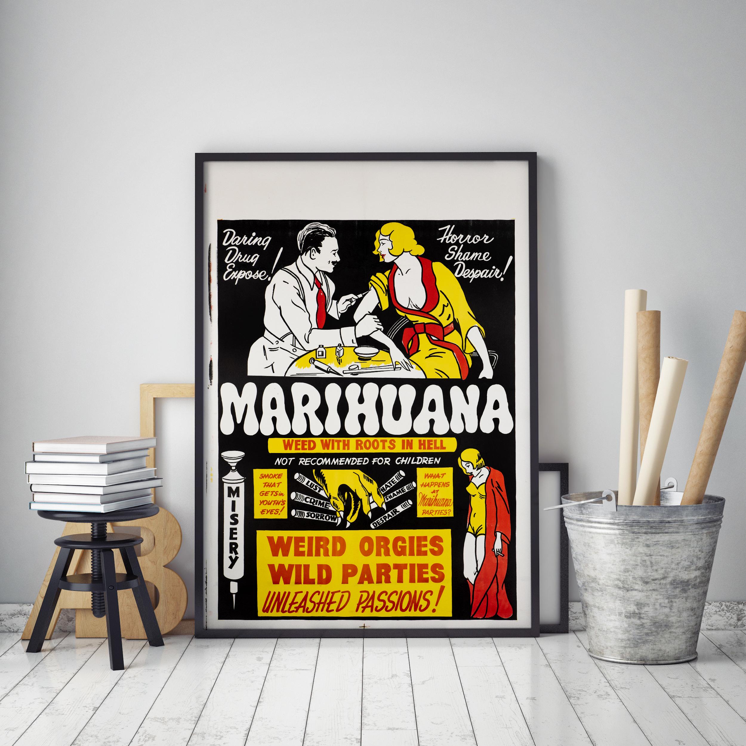 Art Deco 'Marihuana' Original Vintage US One Sheet Movie Poster, 1930s For Sale