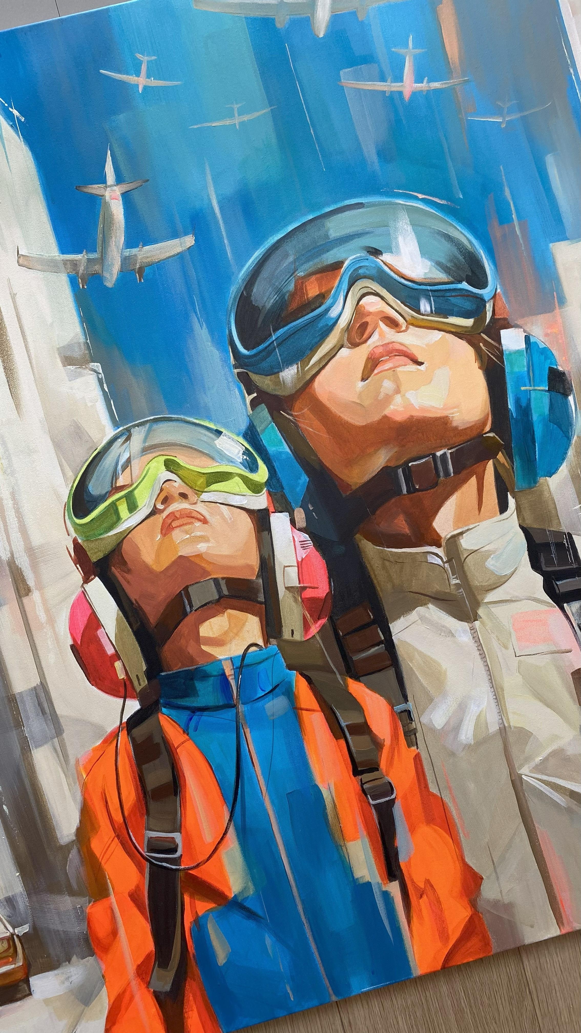 Aero Kinder (Moderne), Painting, von Mariia Kotiuzhynska 