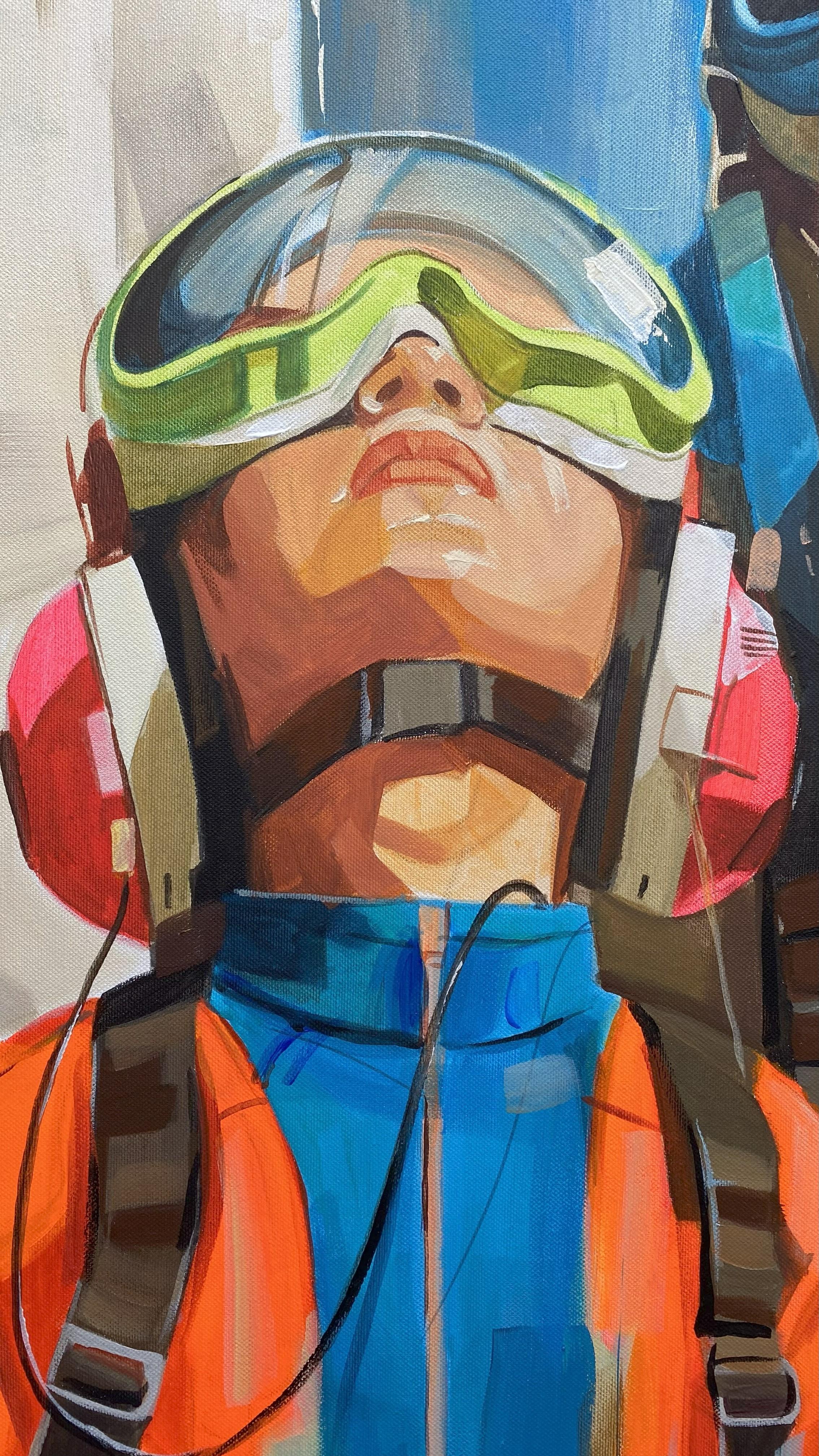 Aero Kinder (Braun), Figurative Painting, von Mariia Kotiuzhynska 