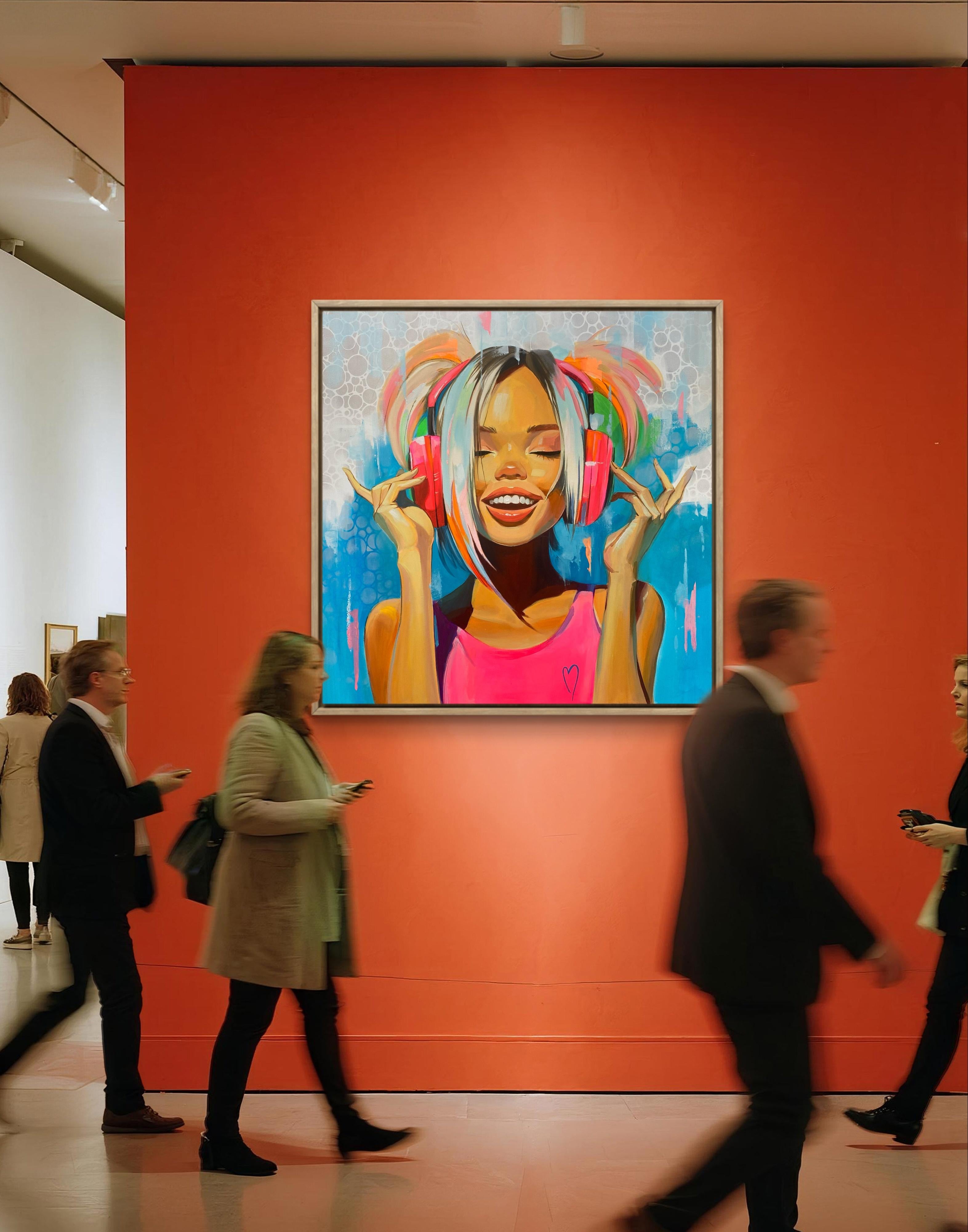 Herz auf Spiel (Orange), Portrait Painting, von Mariia Kotiuzhynska 
