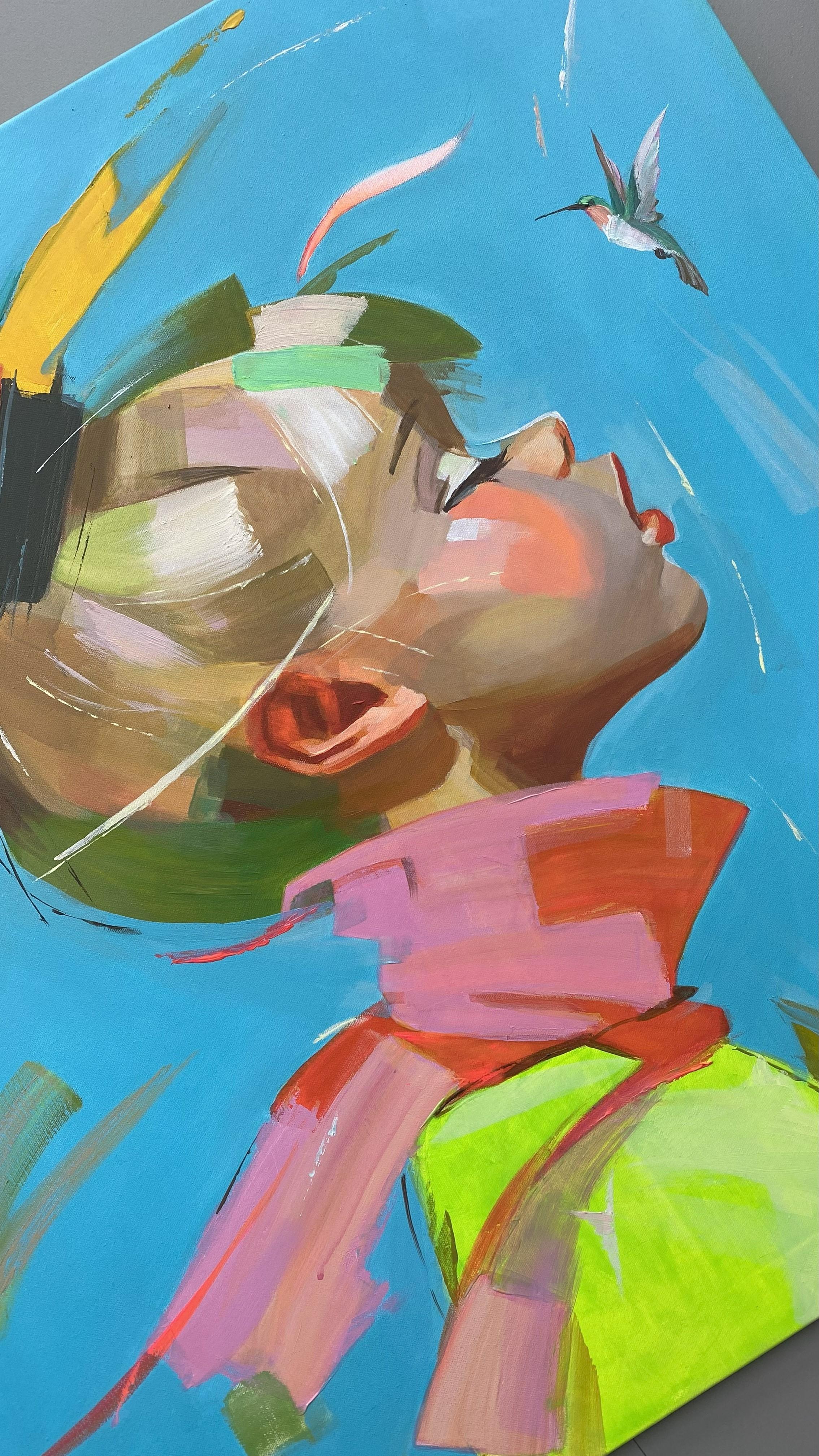 Kolibri (Blau), Figurative Painting, von Mariia Kotiuzhynska 