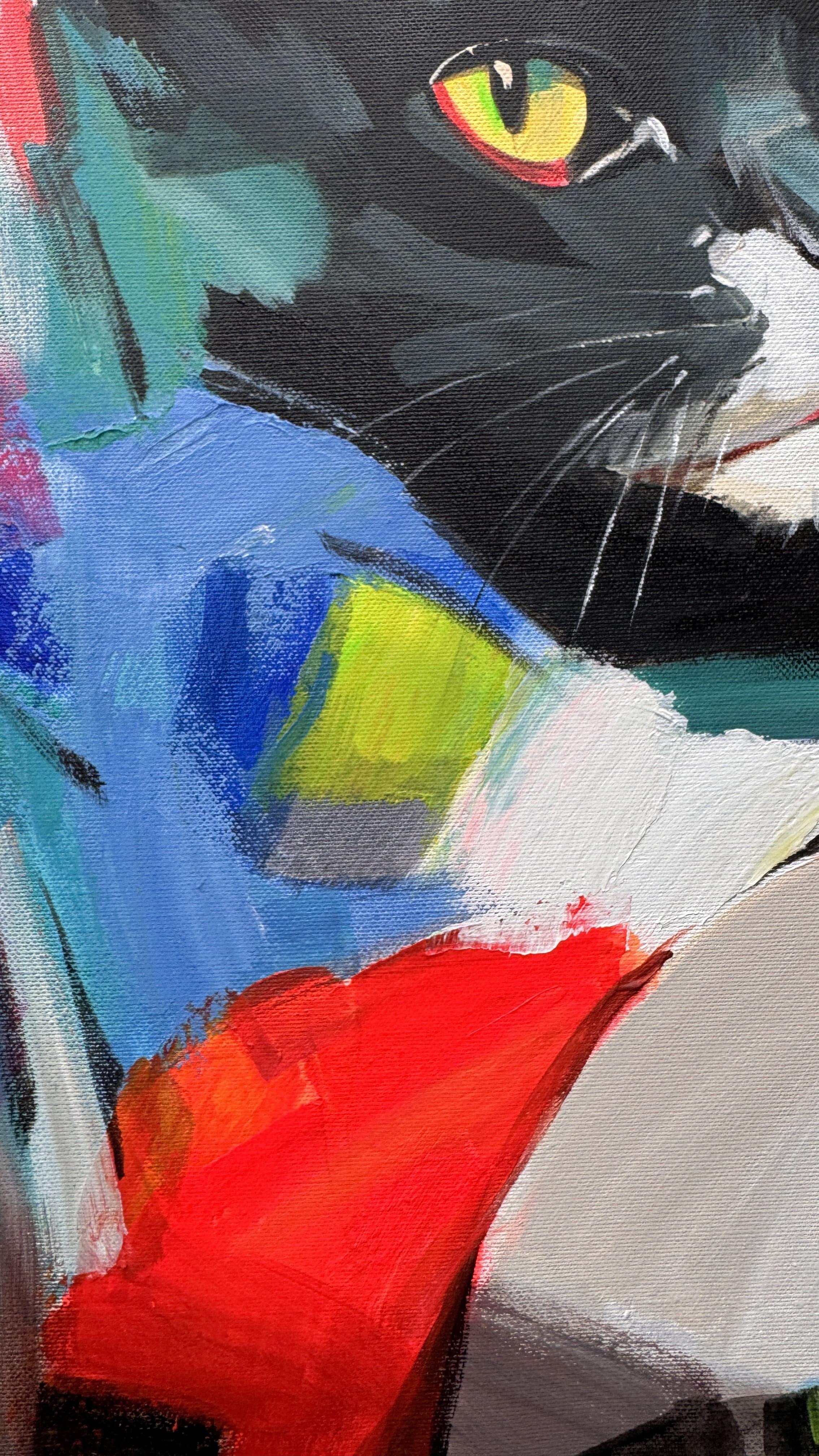 Kaleidosoul - Gray Figurative Painting by Mariia Kotiuzhynska 