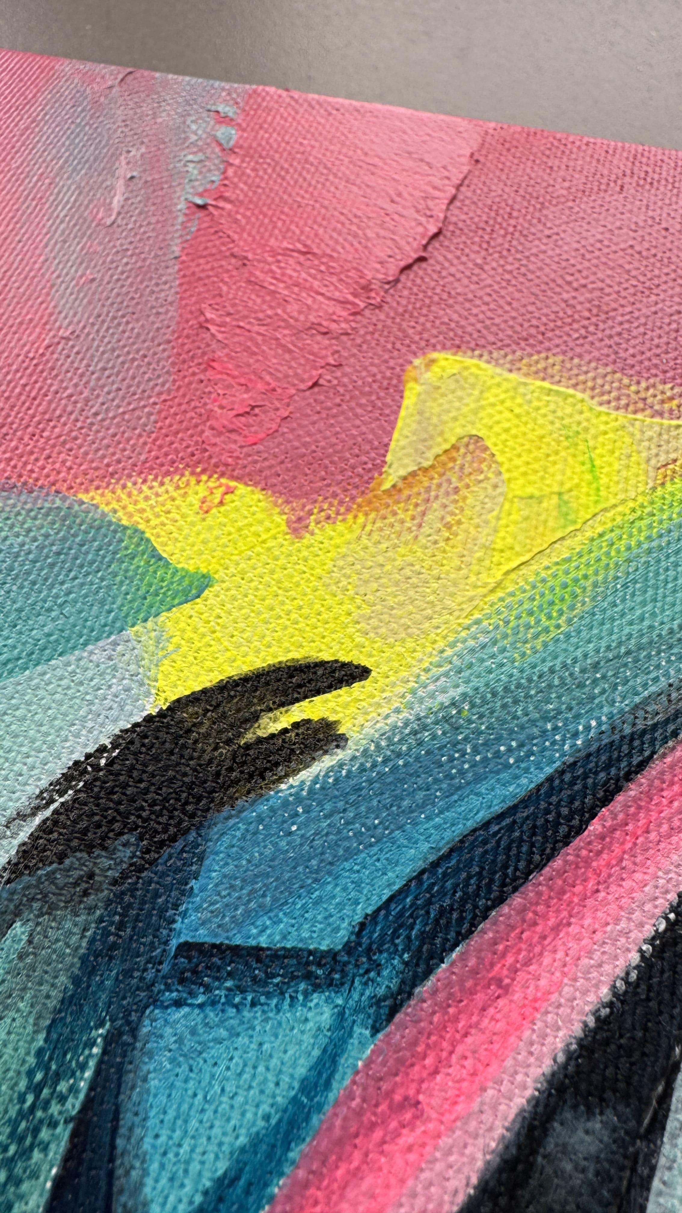 Pop-Vibes (Pink), Portrait Painting, von Mariia Kotiuzhynska 