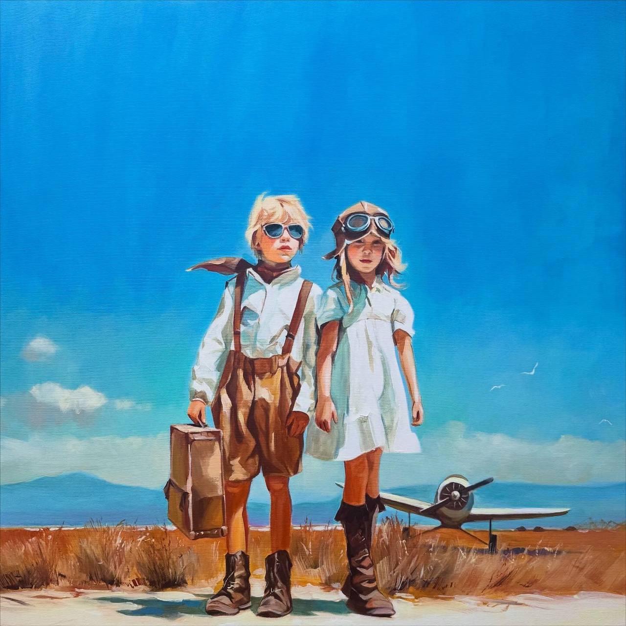 Mariia Kotiuzhynska  Figurative Painting - Sky Explorers