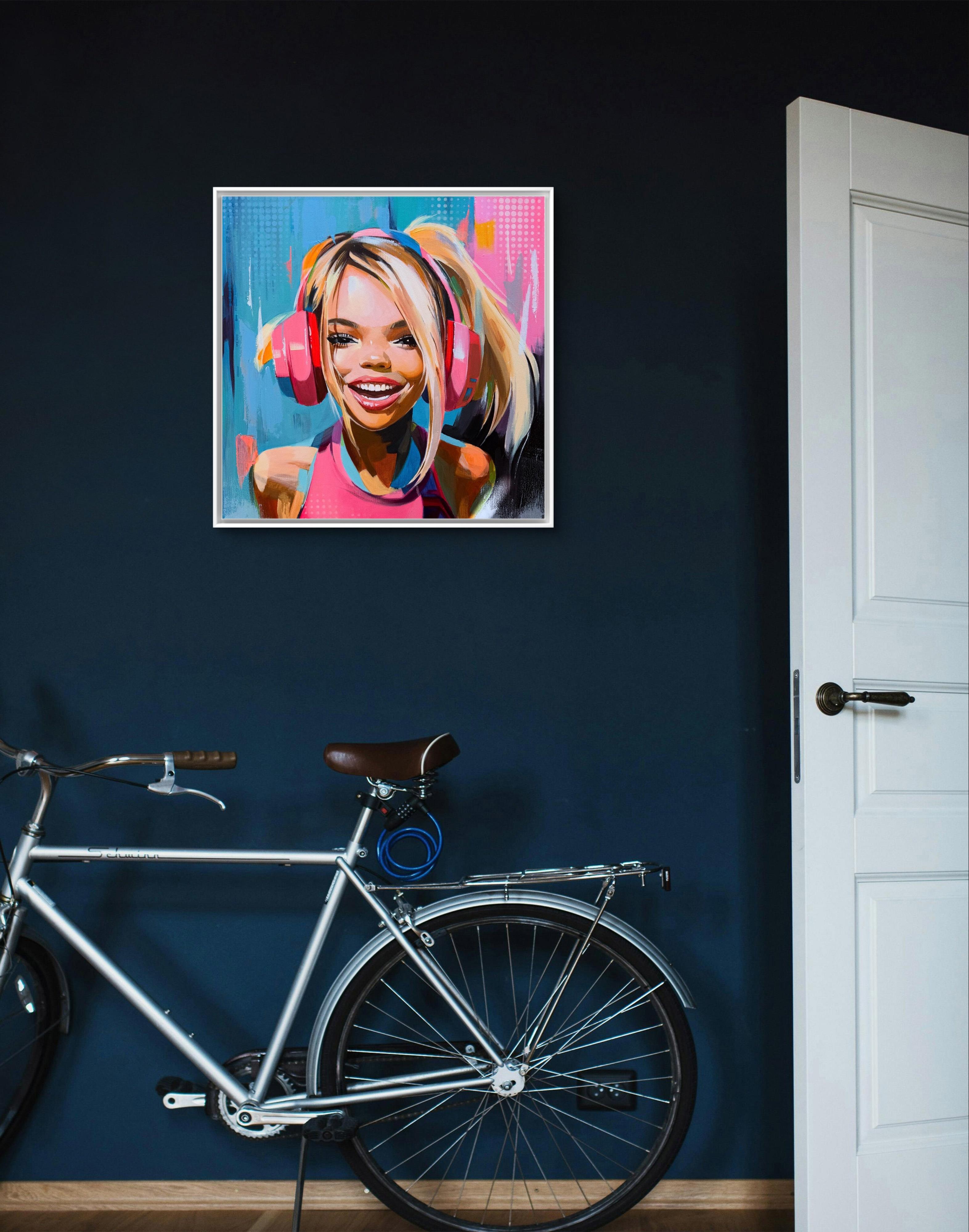 Stereo Girl (Pop-Art), Painting, von Mariia Kotiuzhynska 