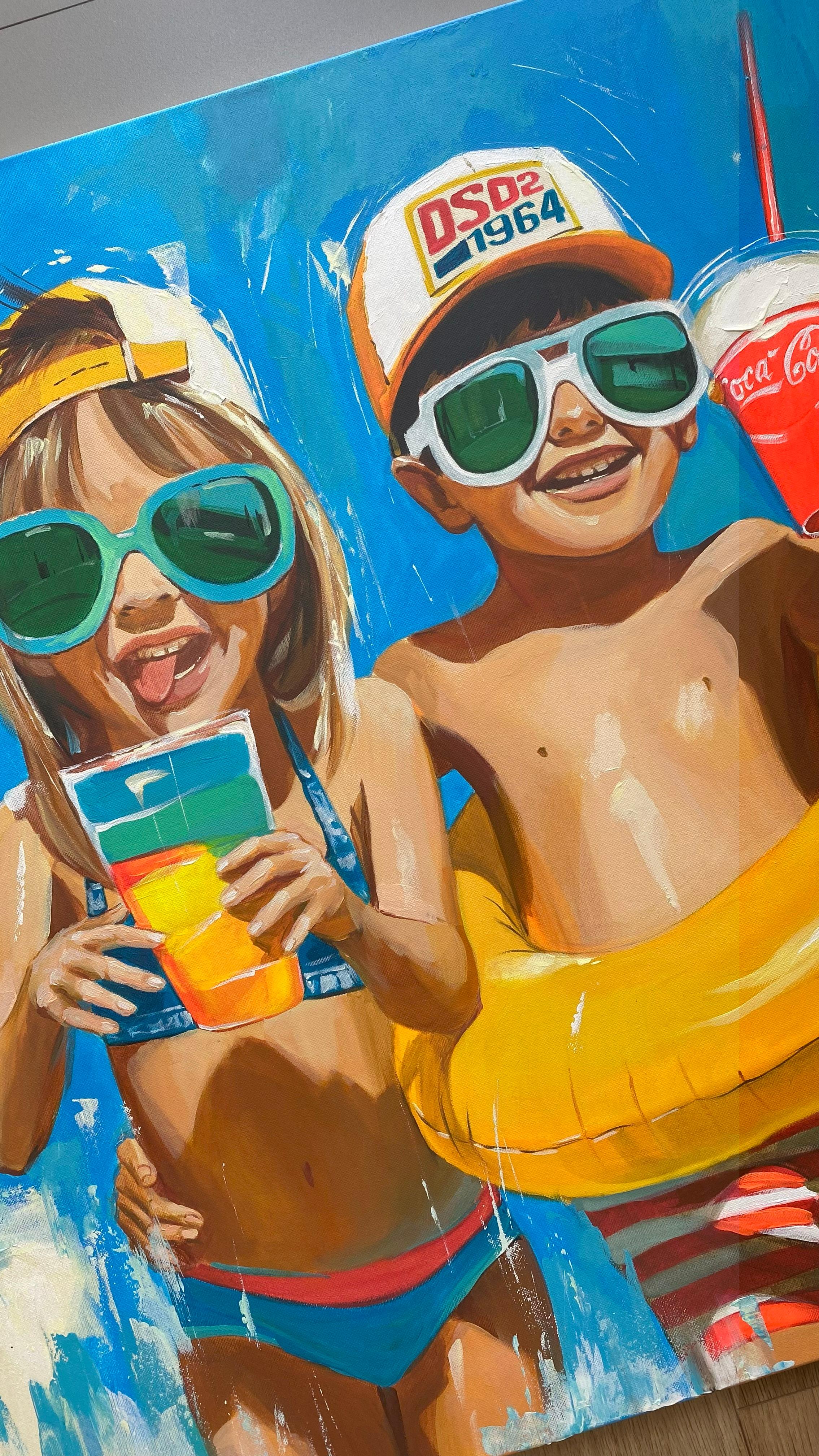 Sommer-Vibes (Blau), Figurative Painting, von Mariia Kotiuzhynska 