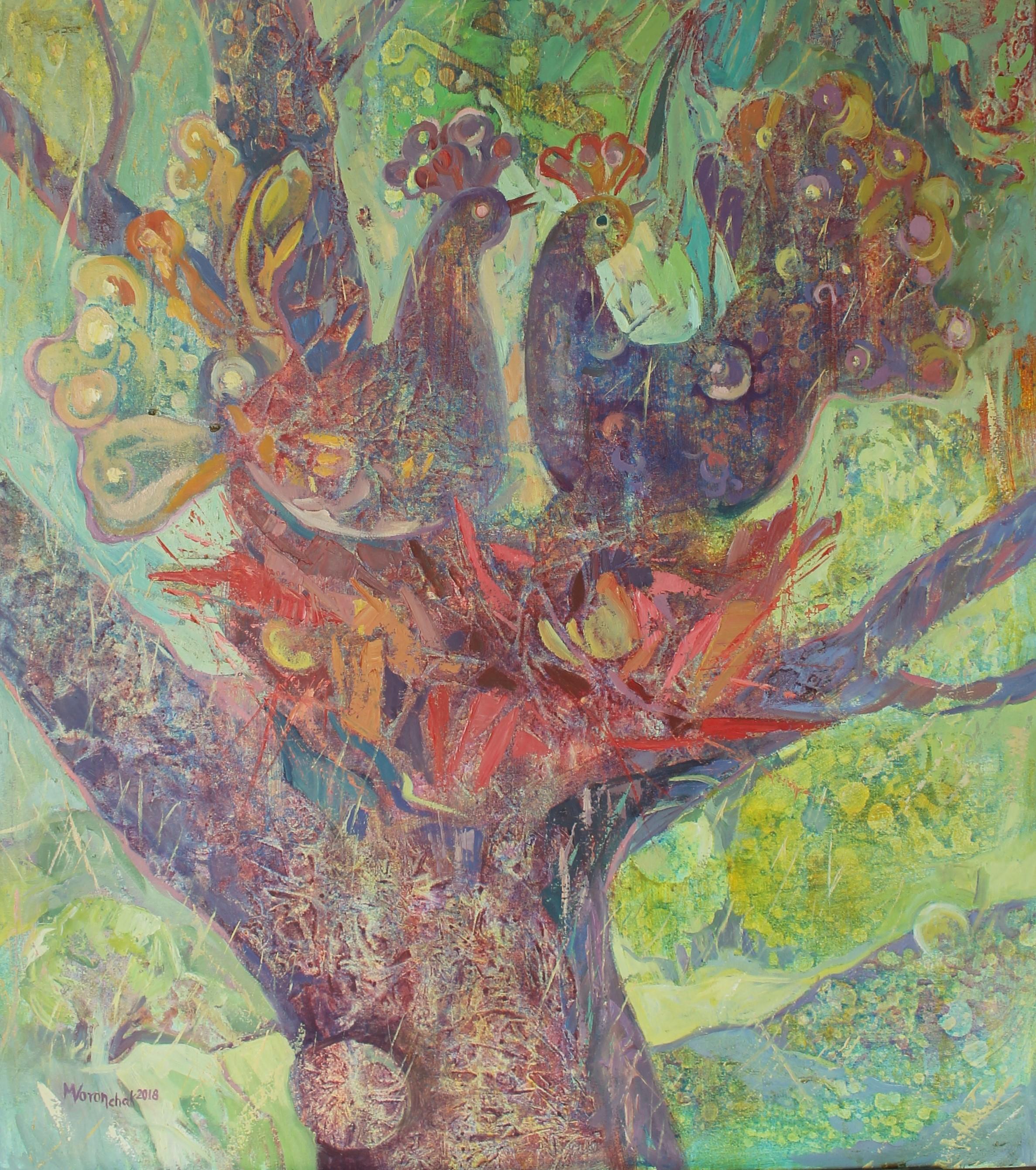 Mariia Voronchak  Animal Painting - Golden Rain. Series "Vibrations of the Earth"