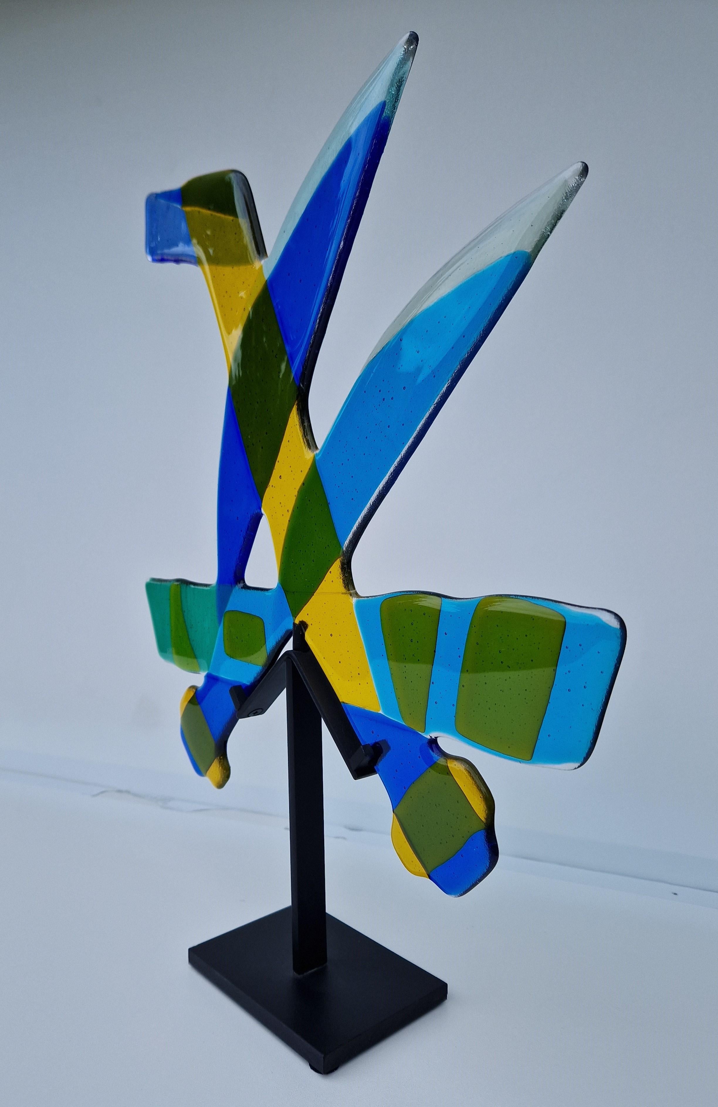 Scultura di vetro - Galleggiante ma connessa - Sculpture di Marijke & Joop Berendsen