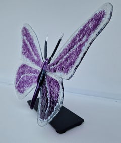Glass Sculpture Purple Butterfly