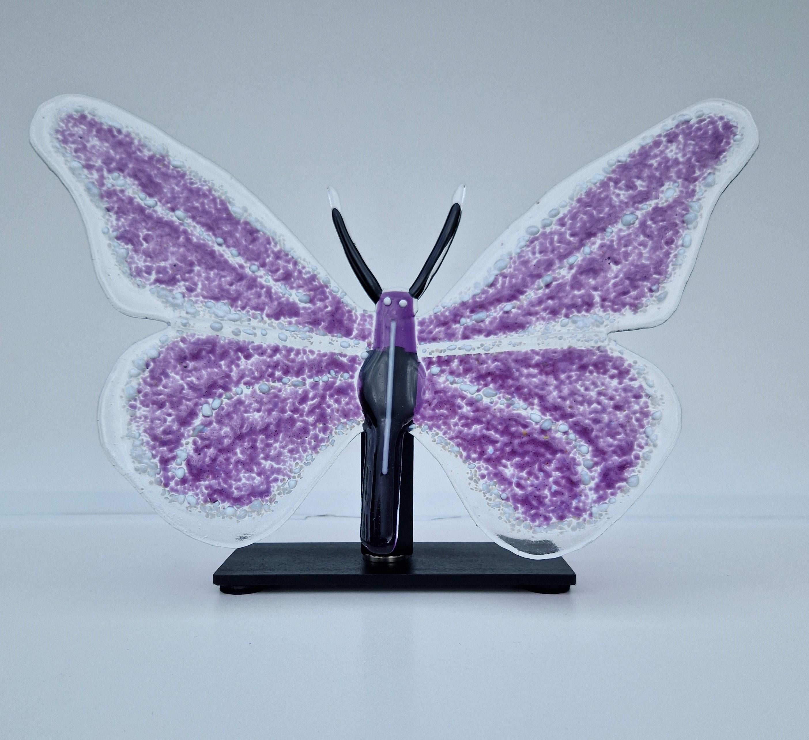 Escultura de vidrio Mariposa morada - Sculpture Contemporáneo de Marijke & Joop Berendsen
