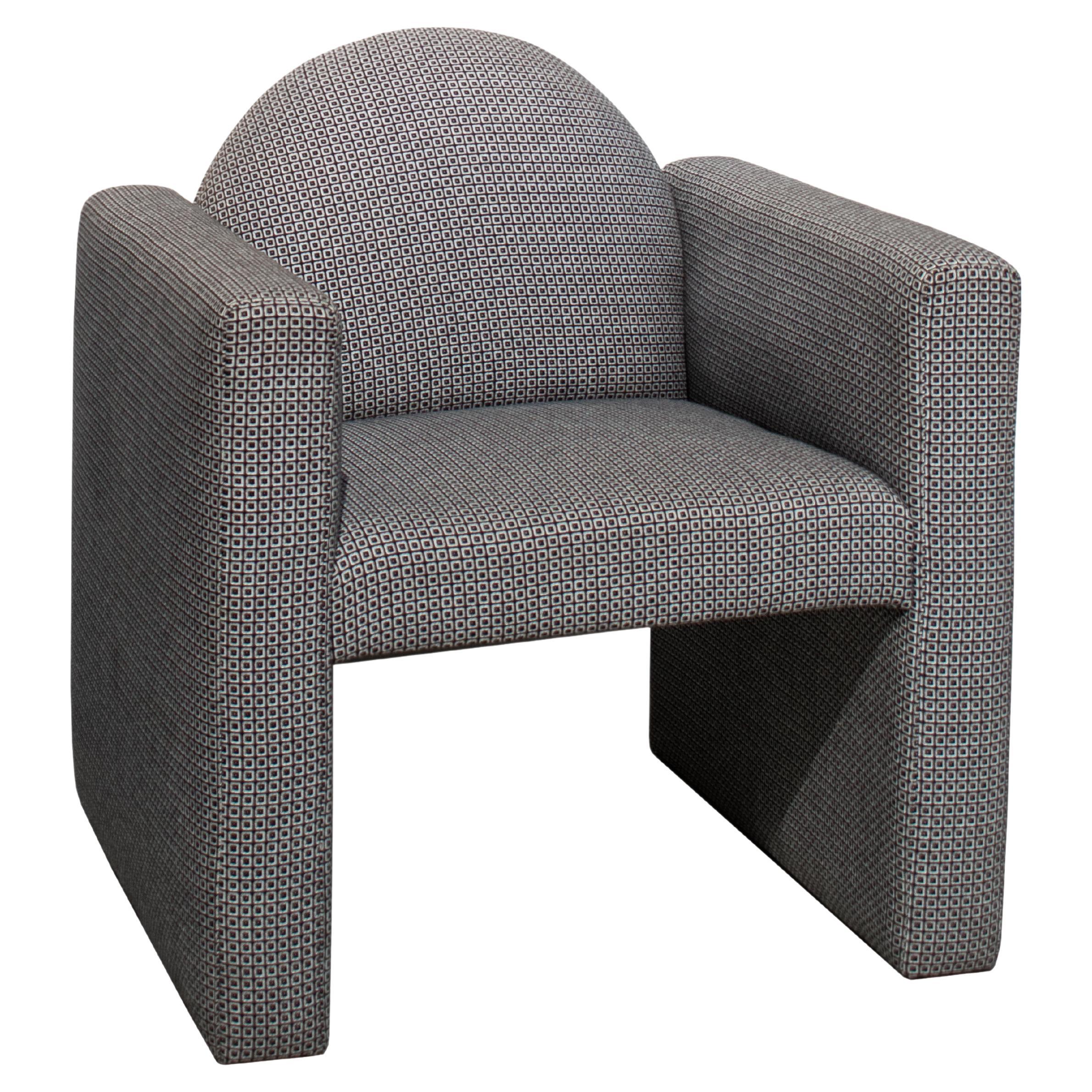 Marika Black and White Patterned Fabric Armchair / Dinning Chair / Side Chair For Sale