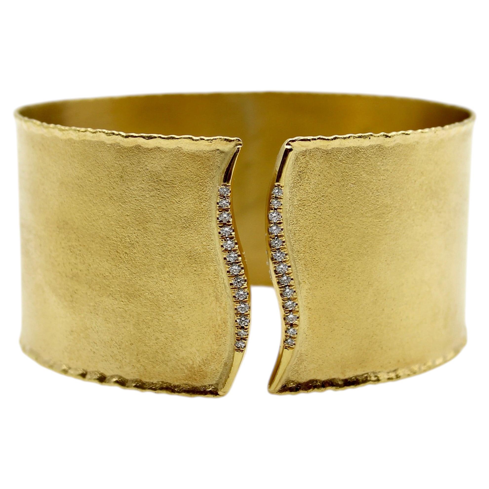 Marika Desert Gold 14K Gold Cuff Bracelet with Diamond Wave